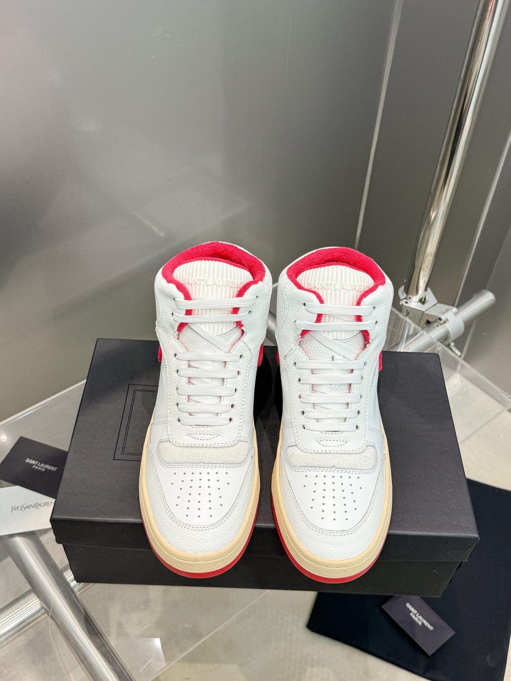 YSL Leather High Top Sneakers - Image 4