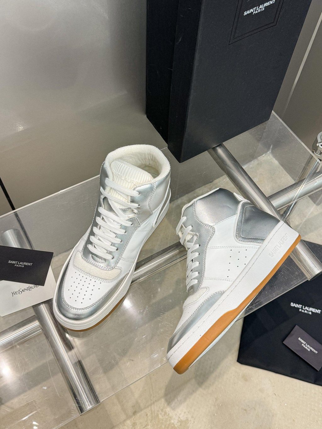 YSL Leather High Top Sneakers - Image 2