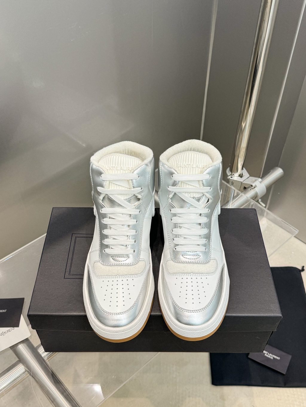 YSL Leather High Top Sneakers - Image 4