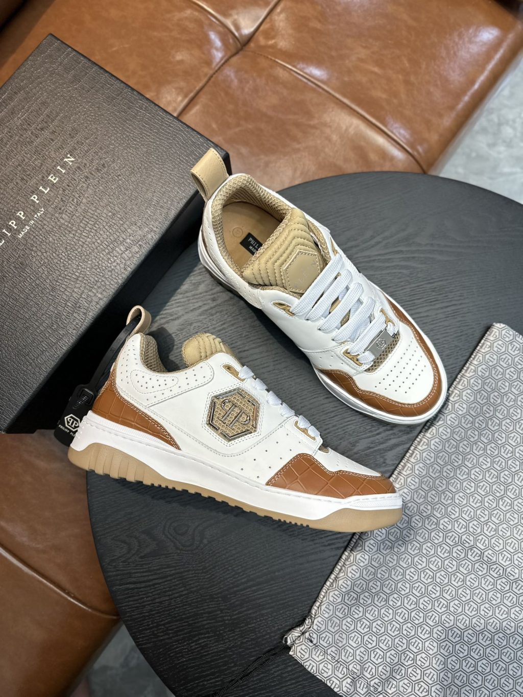 Philipp Plein crocodile-effect leather sneakers - Image 4