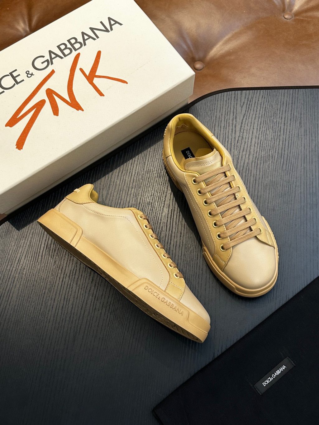 DOLCE & GABBANA Calfskin nappa Portofino sneakers - Image 3