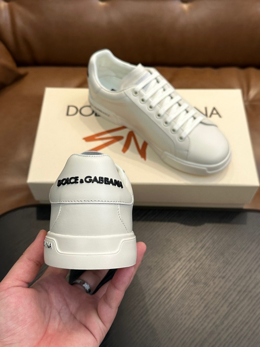 DOLCE & GABBANA Calfskin nappa Portofino sneakers - Image 4