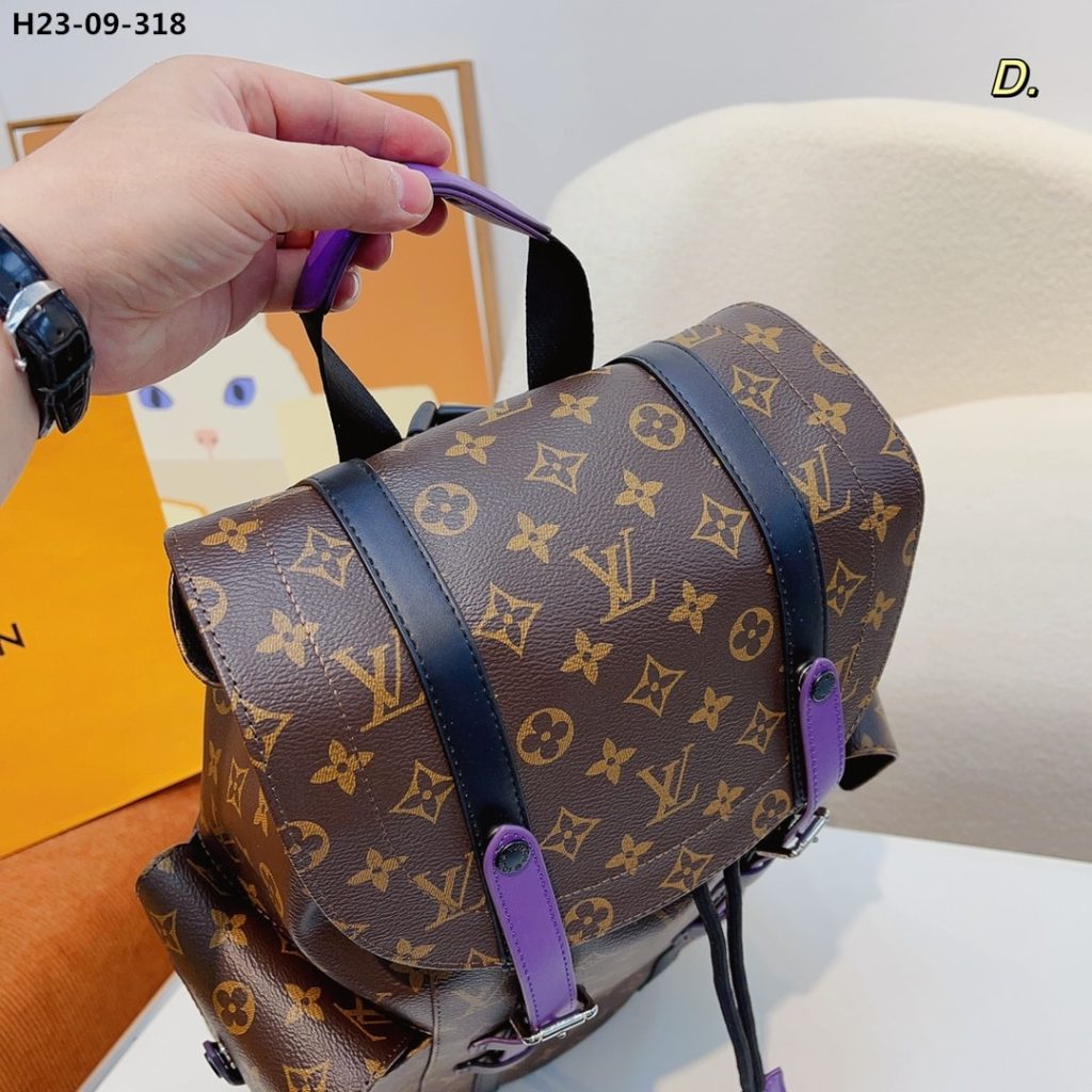 Louis Vuitton Christopher Backpack Monogram Macassar Canvas Brown And Purple 45Cm M46247 - Image 4