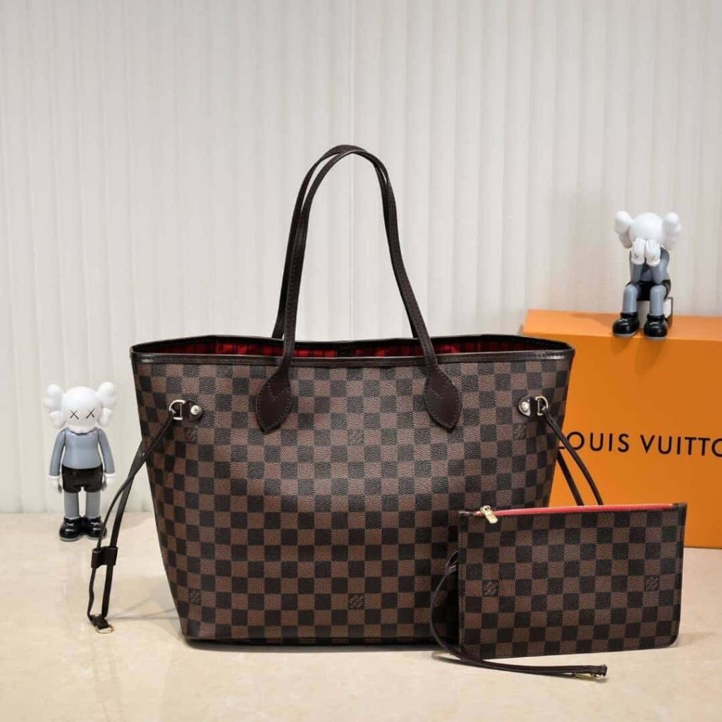 Louis Vuitton Neverfull MM Damier Ebene Cerise Red And Brown 32Cm N40599 - Image 8
