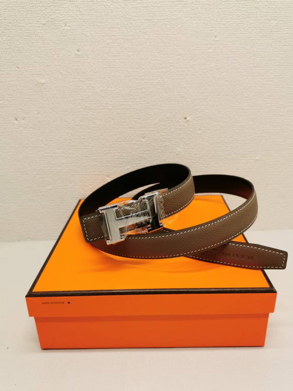 Hermes Belt Togo Swift Silver Buckle Brown 24Mm - Image 3