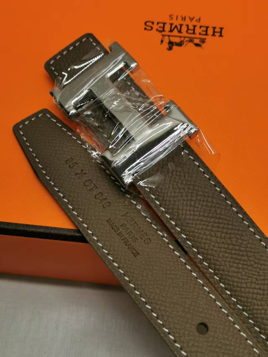 Hermes Belt Togo Swift Silver Buckle Brown 24Mm - Image 5