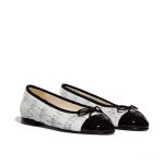 Chanel Ballerina Flats Tweed And Patents White Black - Image 7