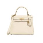Hermes Mini Kelly Bag Epsom White Gold Hardware 20Cm