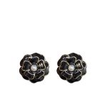 Chanel Camellia Earrings Black