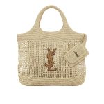 Saint Laurent Raffia Icare Tote Bag Naturel And Brown Gold 45Cm 772191Gaaek2063