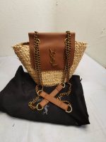 Saint Laurent Mini Manon In Raffia And Aged Vegetable Tanned Leather Naturel 23Cm 774269Gaaed9051 - Image 3