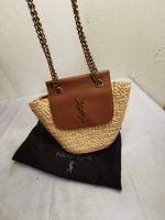 Saint Laurent Mini Manon In Raffia And Aged Vegetable Tanned Leather Naturel 23Cm 774269Gaaed9051 - Image 4