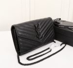 Saint Laurent Cassandre Matelassé Chain Wallet In Grain De Poudre Embossed Black Noir 22Cm 377828Bow081000 - Image 6