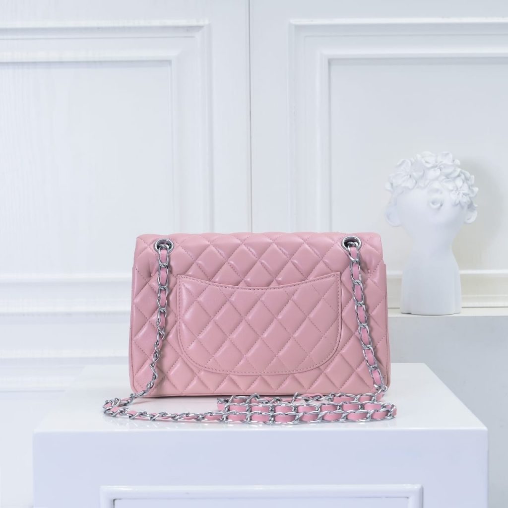 Chanel Classic Double Flap Bag Silver Hardware Light Pink 25Cm - Image 6
