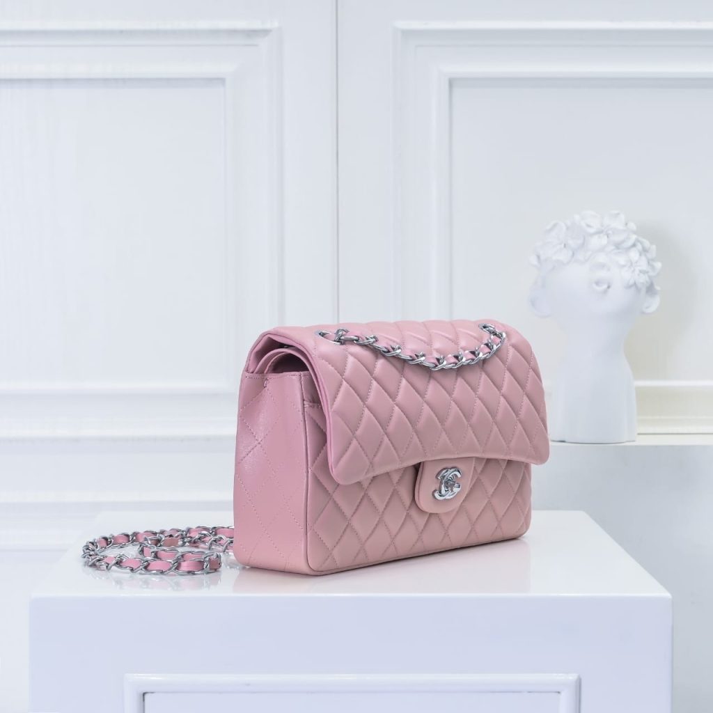 Chanel Classic Double Flap Bag Silver Hardware Light Pink 25Cm - Image 4