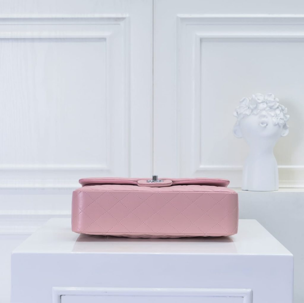 Chanel Classic Double Flap Bag Silver Hardware Light Pink 25Cm - Image 5