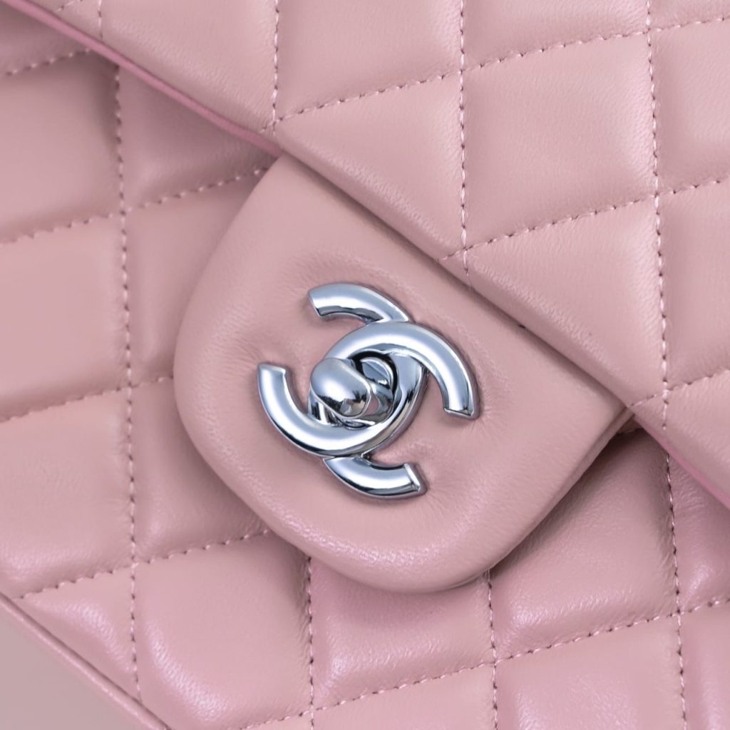 Chanel Classic Double Flap Bag Silver Hardware Light Pink 25Cm - Image 10