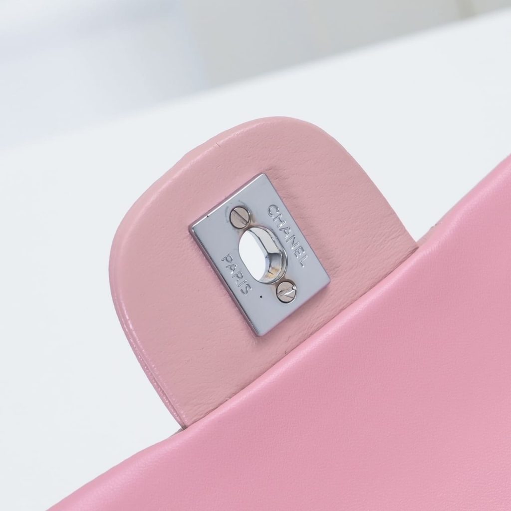 Chanel Classic Double Flap Bag Silver Hardware Light Pink 25Cm - Image 11