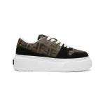 FENDI Match Canvas and suede platform low-tops Sneakers